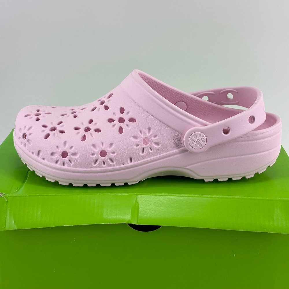 Crocs Classic Floral Cut Out Clog K Kids Size J6 Pink Milk New With Tags 210943